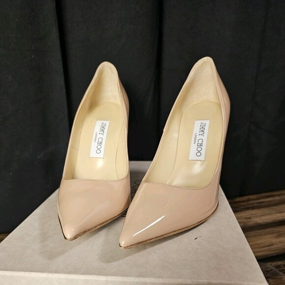 Jimmy Choo Shoes - immy Choo Nude Patent Leather Pumps Heels